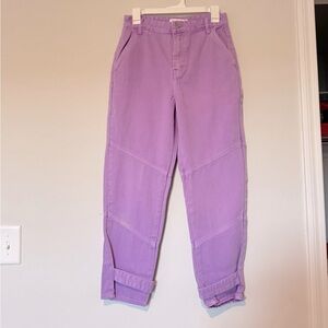 Shoedazzle Streetwear Patched Purple High Waist Straight Leg with Snaps Jeans 27
